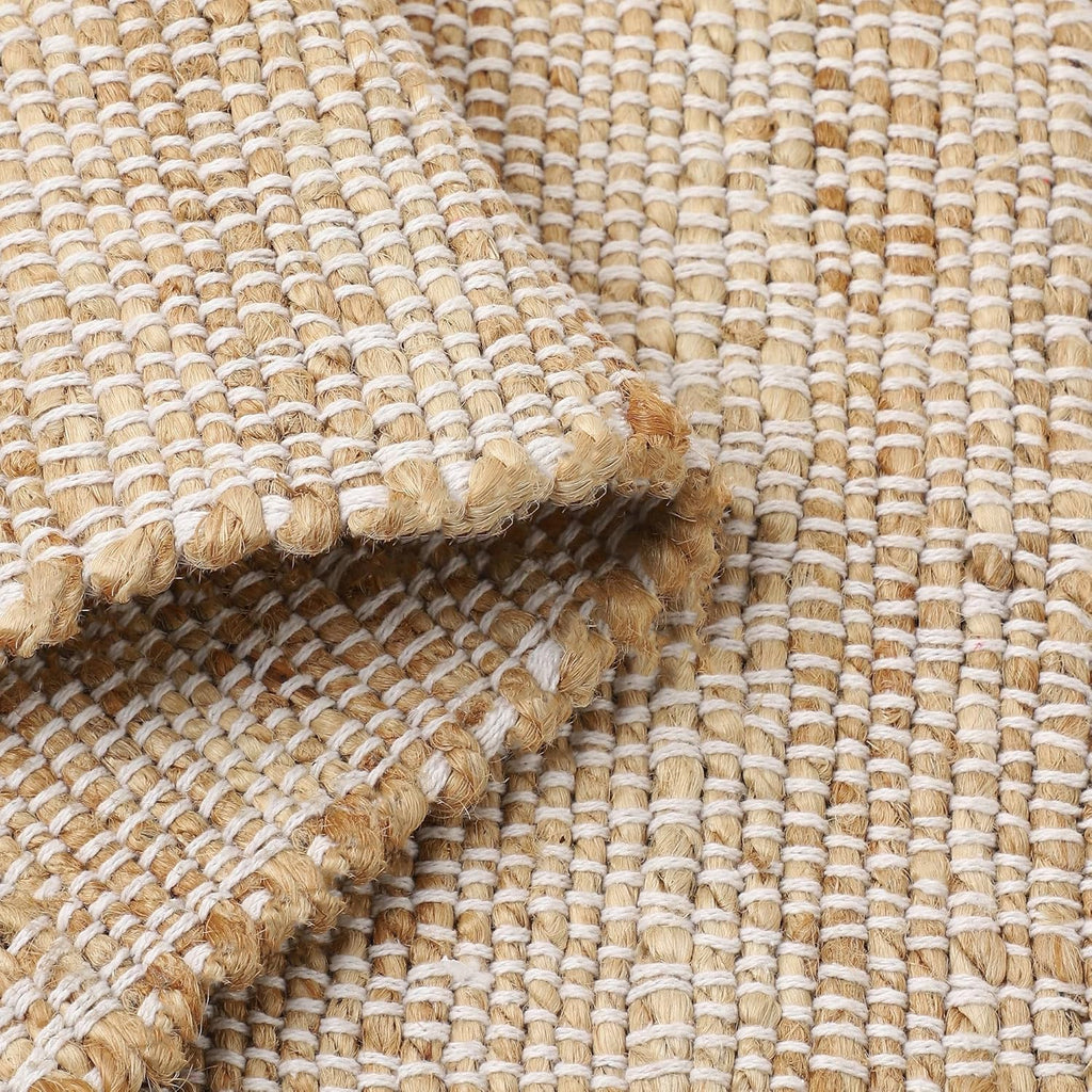 · · Jute Cotton Area Rug - 9'x12' Rectangular Rug, Sustainable Handwoven, Non-Shedding, Soft & Durable