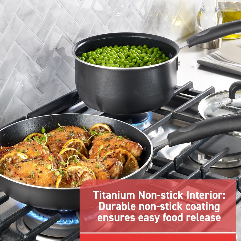 Signature Nonstick Pots and Pans Set 12 Piece, Oven Broiler Safe 350F, Kitchen Cookware Set w/Fry Pans, Saucepans