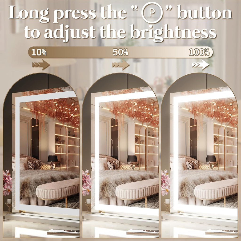 Vanity Mirror with Lights 32"x22", Lighted Makeup Mirror, Large Vanity Mirror, Touch Sensor with 3-Color Lighting, USB