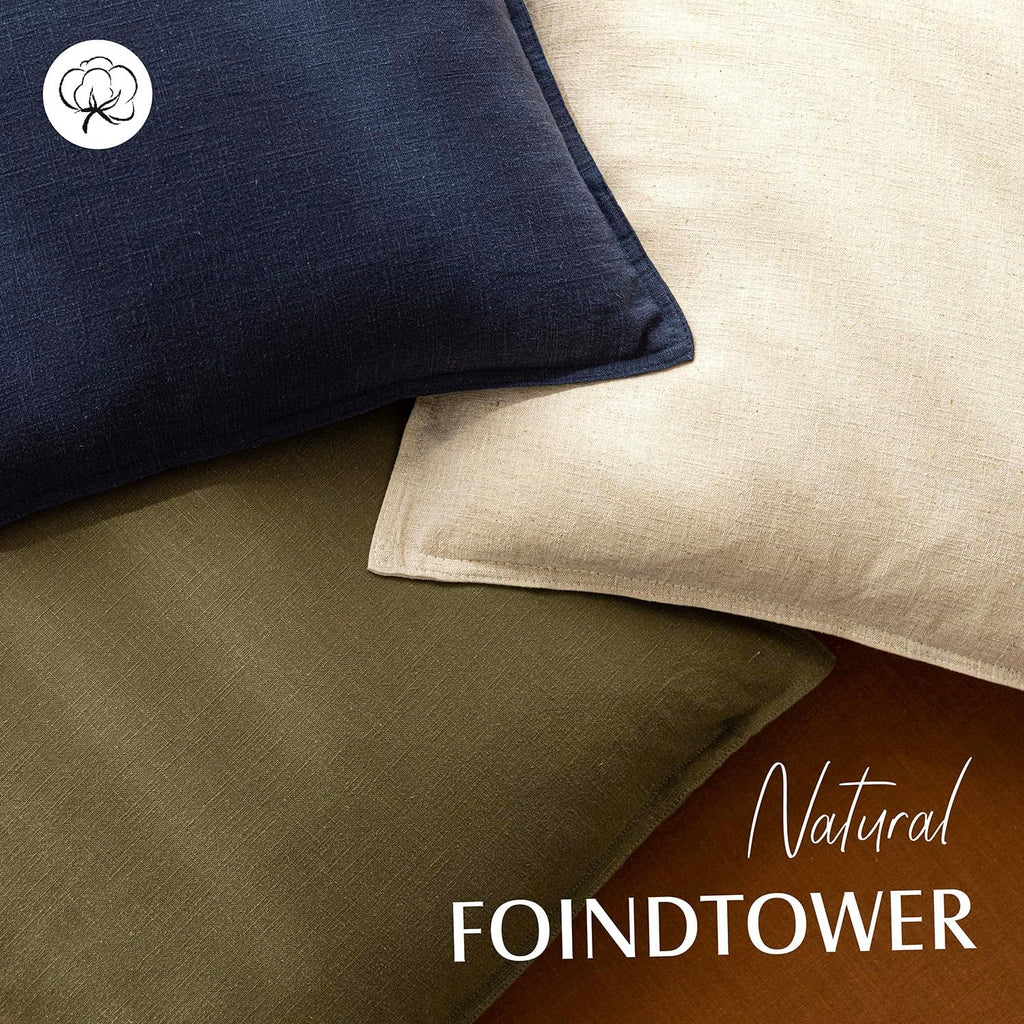 Pack of 2, Decorative Linen Soild Throw Pillow Covers Soft Accent Cushion Case Boho Farmhouse Neutral Pillowcase