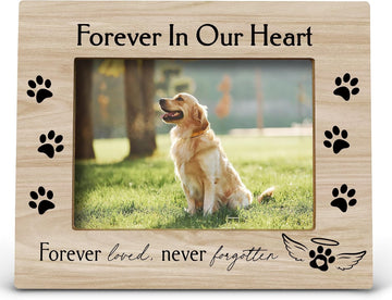 Forever in Our Heart Pet Memory Picture Photo Frame, Cat & Dog Memorial Picture Frames, Sympathy Gifts for Pet Loss