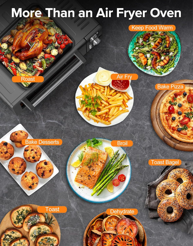 Bravo Pro Smart Air Fryer Toaster Oven Combo, Airfryer Convection Oven Countertop, 10-in-1 Functions with Quicker & Even Crisp Technology, 1800W, 50-450°F, PFAS-Free, 21QT, Black