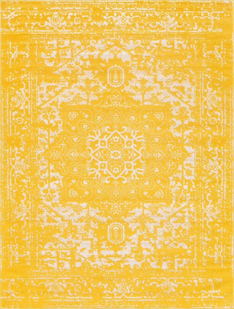 Arlington Rug - 10' x 13' 1 Yellow Traditional Area Rug - Distressed Old World Medallion Design