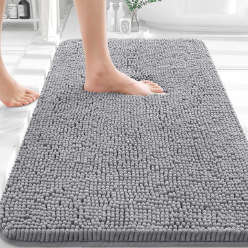Bathroom Rugs 36x24, Extra Soft Absorbent Chenille Bath Rugs | Grey, Quick-Drying Rubber Backing, Machine Washable