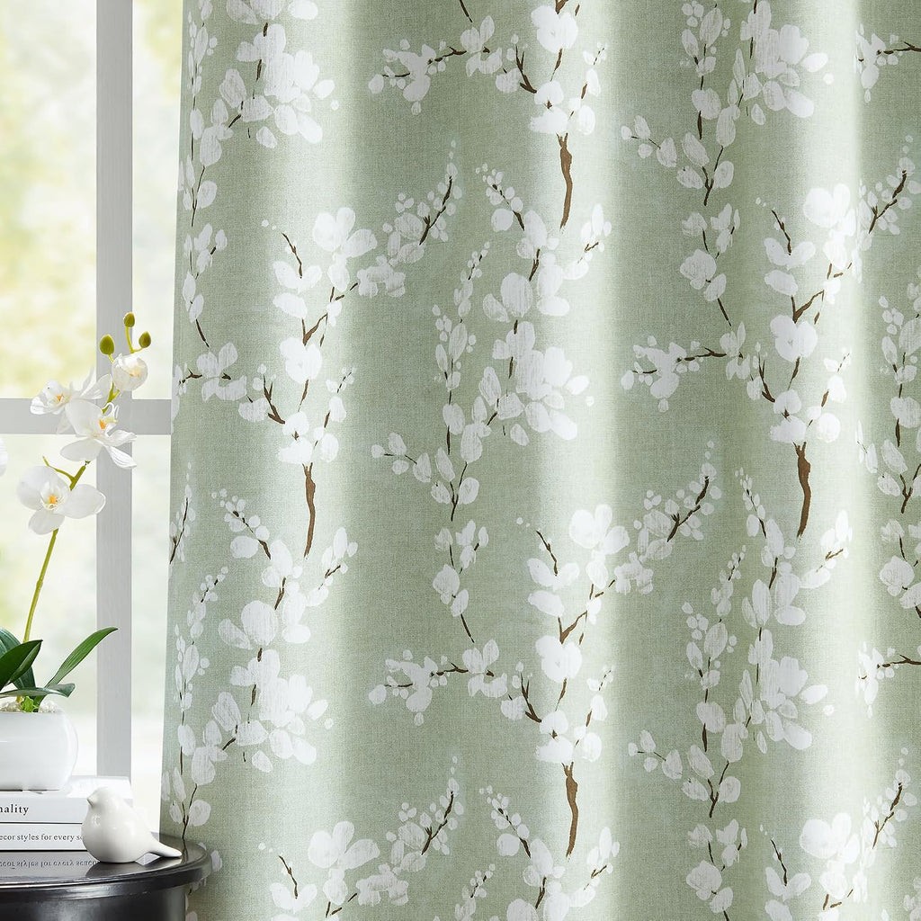Green Kitchen Valance Curtain for Windows Bathroom Living Room Bedroom, Blossom Blackout Window Valance Thermal