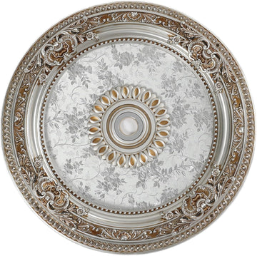 24.4 inch Decorative Ceiling Medallion for light fixtures, Silver and Gold Finish