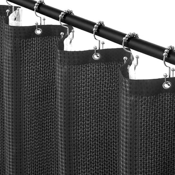 Shower Curtain and Liner Set, Waffle Shower Curtain Set with 12 Stainless Steel Hooks, Waterproof Luxury Fabric