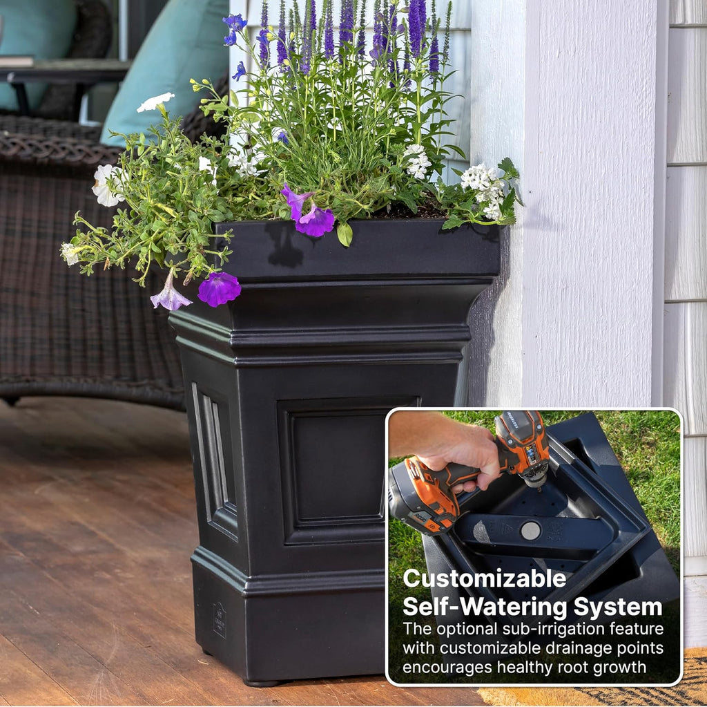 Atherton Square Planter, Large Planters for Outdoor Plants, Gardening and Flower Pot or Porch, Efficient Drainage