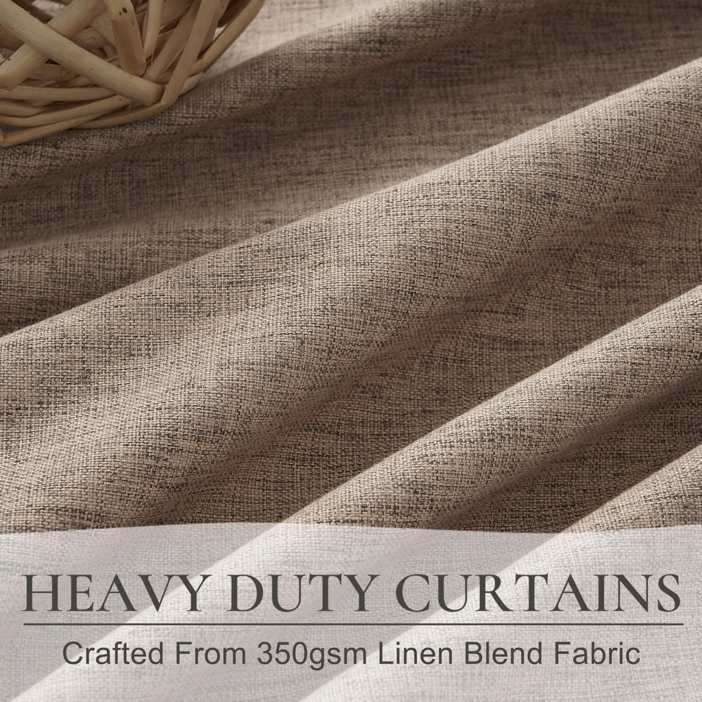 Dark Flax Black Out 120 Inch Long Boho Curtains 2 Panel Set, Farmhouse Curtain Darkening/Thermal/Noise Reduction