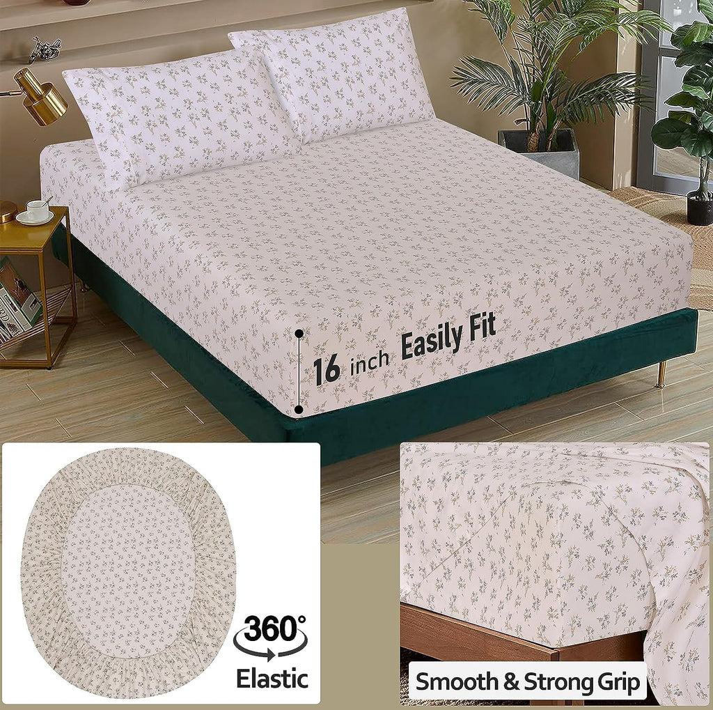 100% Cotton Split King Sheets, Percale Sheet Set, Twin Spring