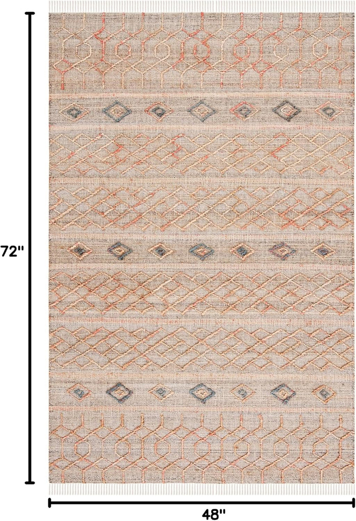 Natural Fiber Collection Accent Rug - 4' x 6', Natural & Rust, Handmade Moroccan Boho Fringe Jute, Ideal for High