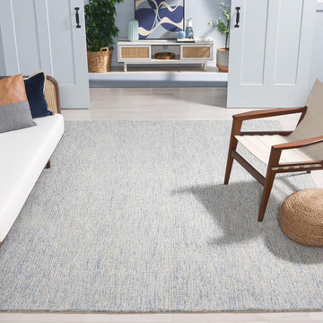 Area Rug 8x10 - Abstract - Large - Ivory & Blue, Handmade Wool