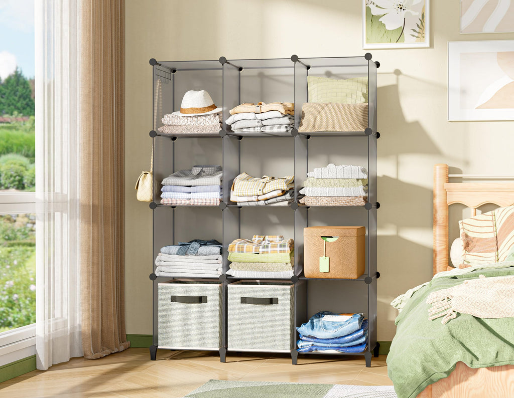 Closet Organizers and Storage, 12 Cube Storage Organizer, Grey
