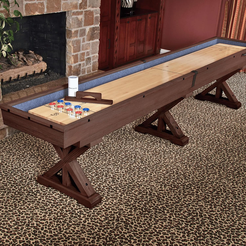 14 FT Solid Wood Shuffleboard Table, Comes in 2 6|7' Pieces Goes Around Stairs & Hallways