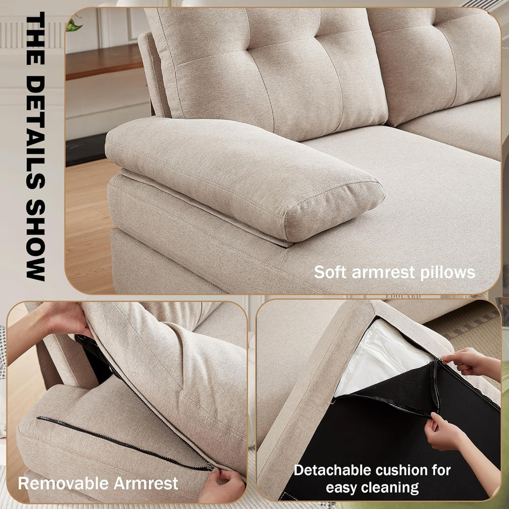 111" Sectional Couch for Living Room, Modern Polyester Fibre U Shaped Sofa Couches with Double Chaise