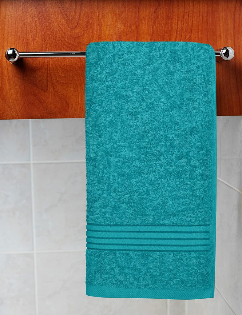 6 Piece Hand Towels Set, 16x28 in, 100% Cotton, Turquoise