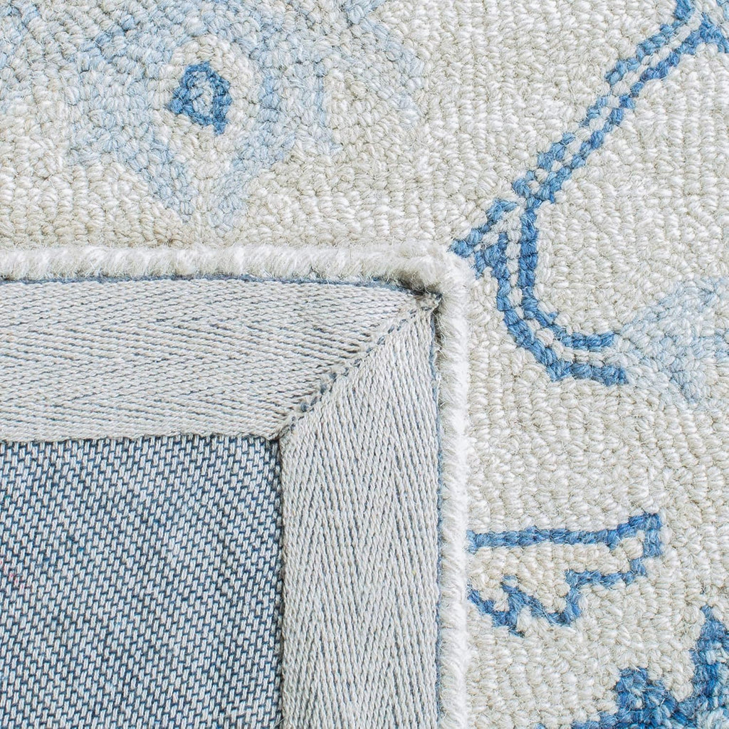 Micro-Loop 10' x 14' IvoryBlue Handmade Shabby Chic Medallion Premium Wool Dining Area Rug