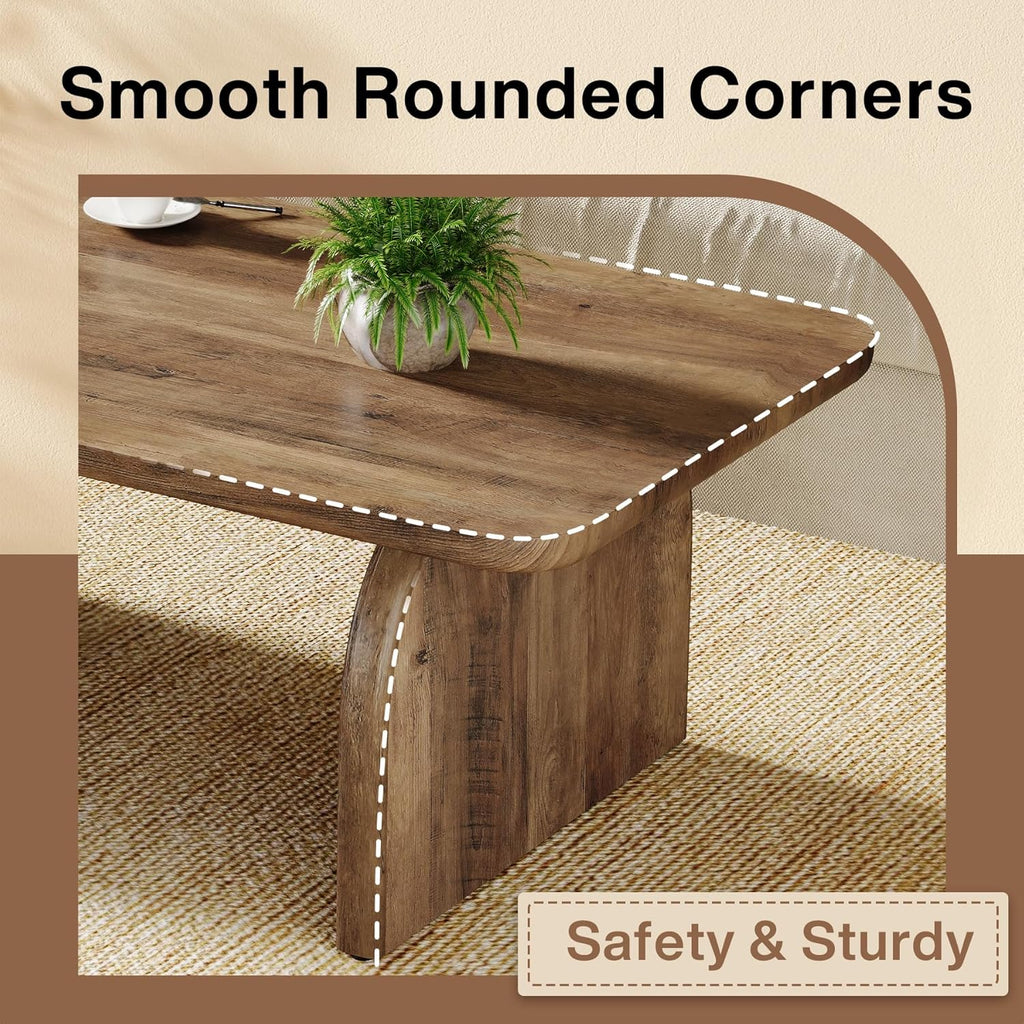 Rectangle Coffee Table, 47-Inch Wood Rectangular Living Room Table