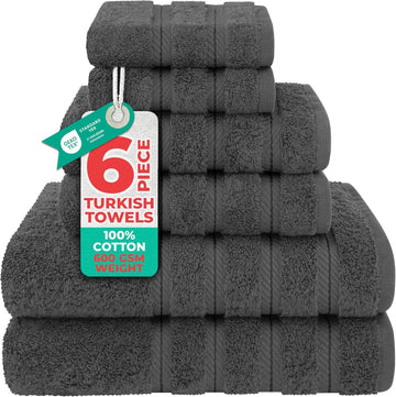 Soft Linen 100% Cotton Luxury Turkish Towels, 6 Piece Towel Set | Soft Absorbent Quick Dry OEKO Tex Standard 100