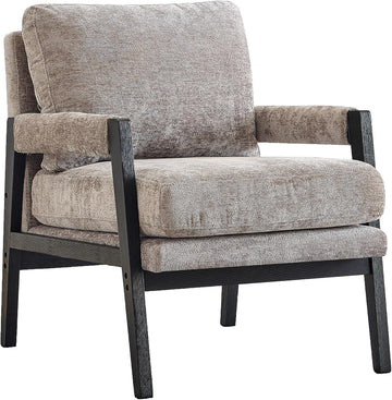 Kelly Mid-Century Modern Chenille Upholstered Accent Armchair, Gray