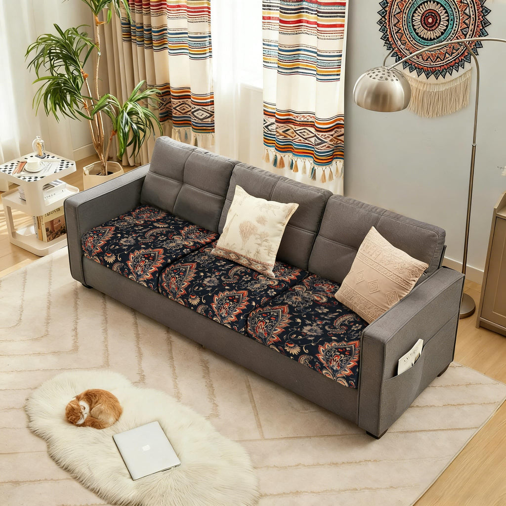 Sofa Couch Cushion Covers, Stretch Printed Couch Seat Slipcover, Soft Couch Cover for Dogs, Washable Non-Slip