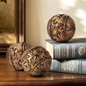 4" Vintage Decorative Balls Orbs, Set of 3 Decorative Spheres for Bowls and Trays, Antique Dining Table Centerpieces