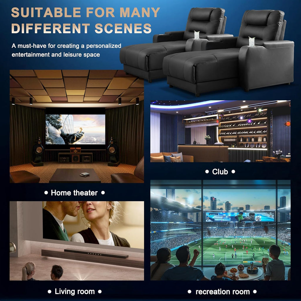 Home Theater Seating Power Recliner Sofa Chair Faux Leather Gaming Couch Living Room Chair with Adjustable Backrest
