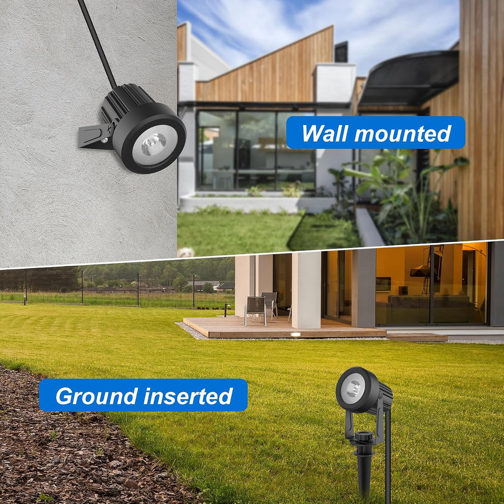 Spot Lights Outdoor, 6000K Cool White Landscape Spotlights IP65 Waterproof 9.8ft Cable, Dusk to Dawn Solar Uplights