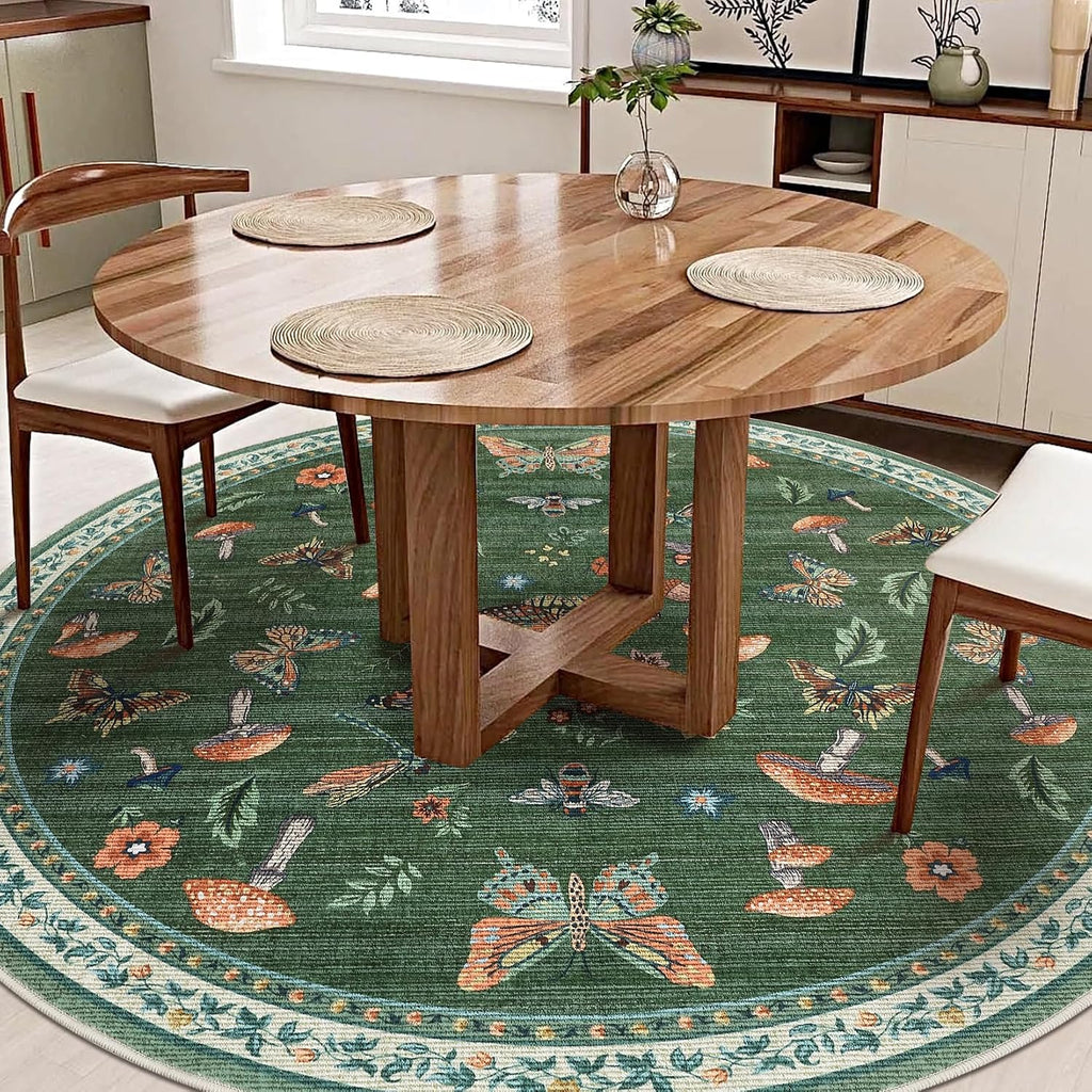 Mushroom Insect Round Rugs 8ft Living Room Brown