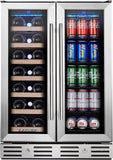 24 Inch Wine and Beverage Fridge, Wine Refrigerator Dual Zone Hold 20 Bottles an