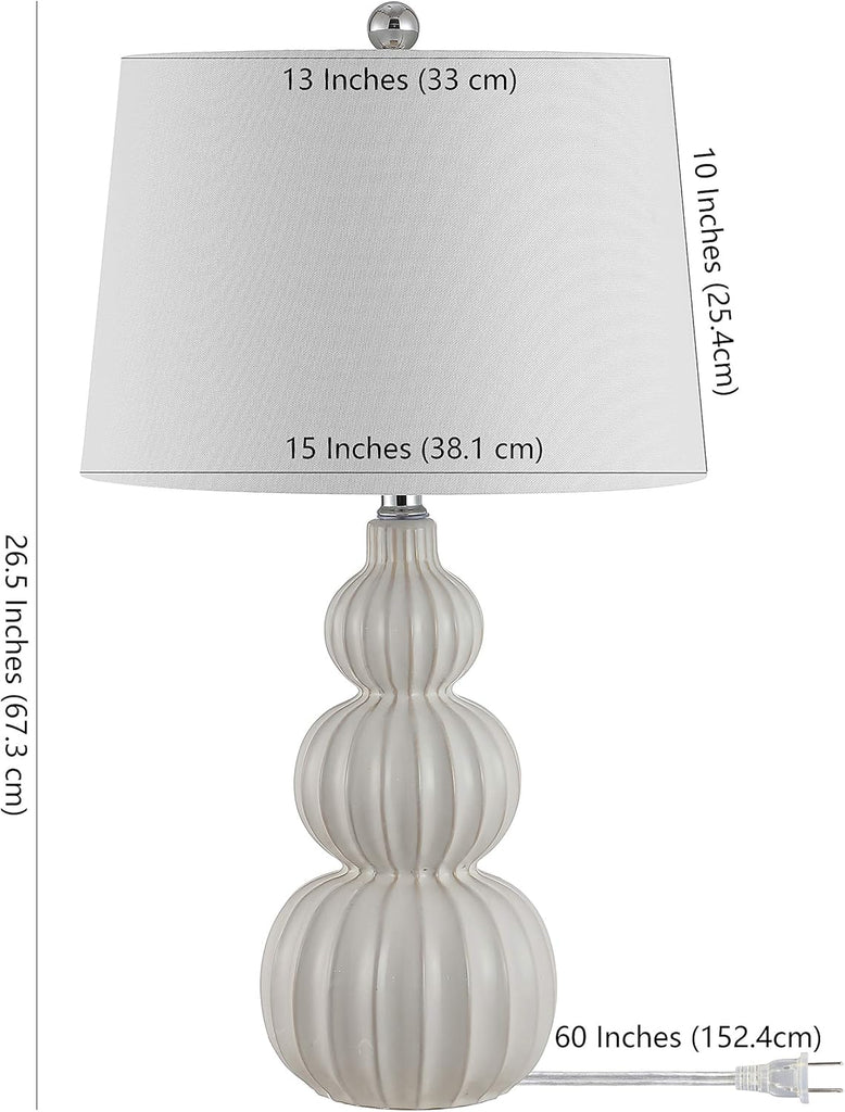 Corina White Triple Gourd Ceramic 26-inch Bedroom Living Room Home Office Desk Nightstand Table Lamp (LED Bulb Included)