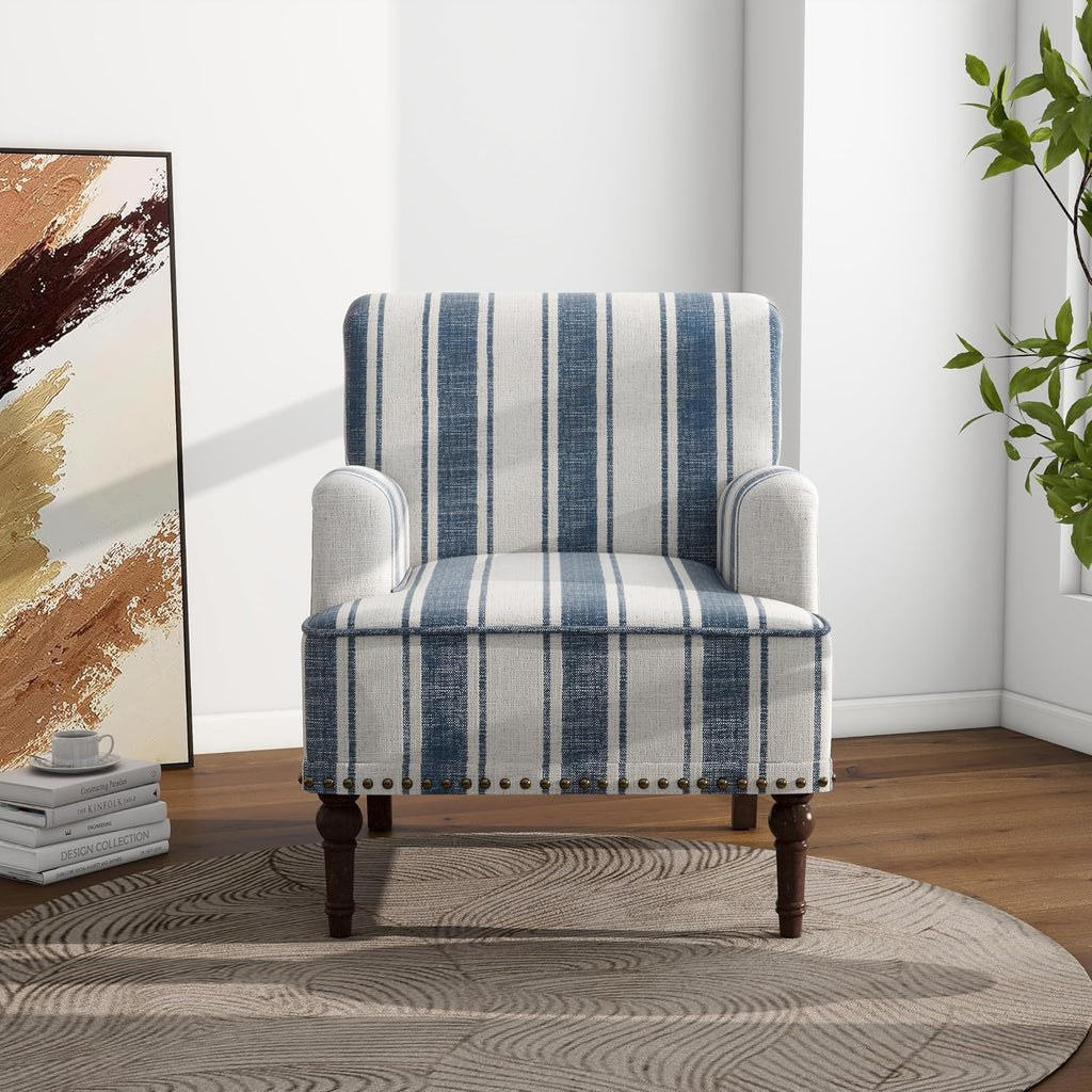 Accent Chair, Mid Century Modern Comfy Armchair , Linen Fabric Single Sofa Lounge for Reading Bedroom Apartment