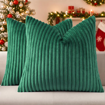 Christmas Soft Green Flannel Throw Pillow Covers 16x16 Set of 2