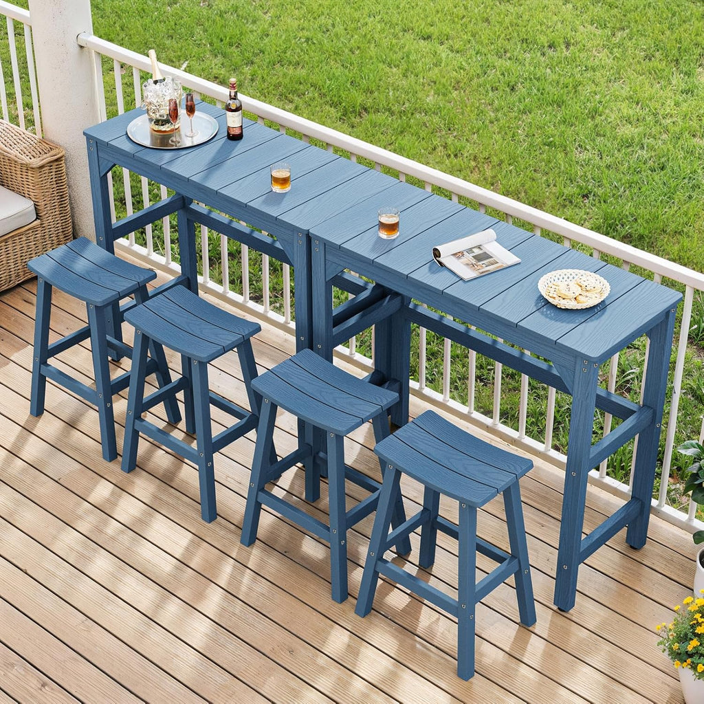 Weatherproof Bar Stools Set of 2, 28" Height Outdoor Bar Stools Holds up to 400 lbs, Saddle Seat, Bar Height Stools