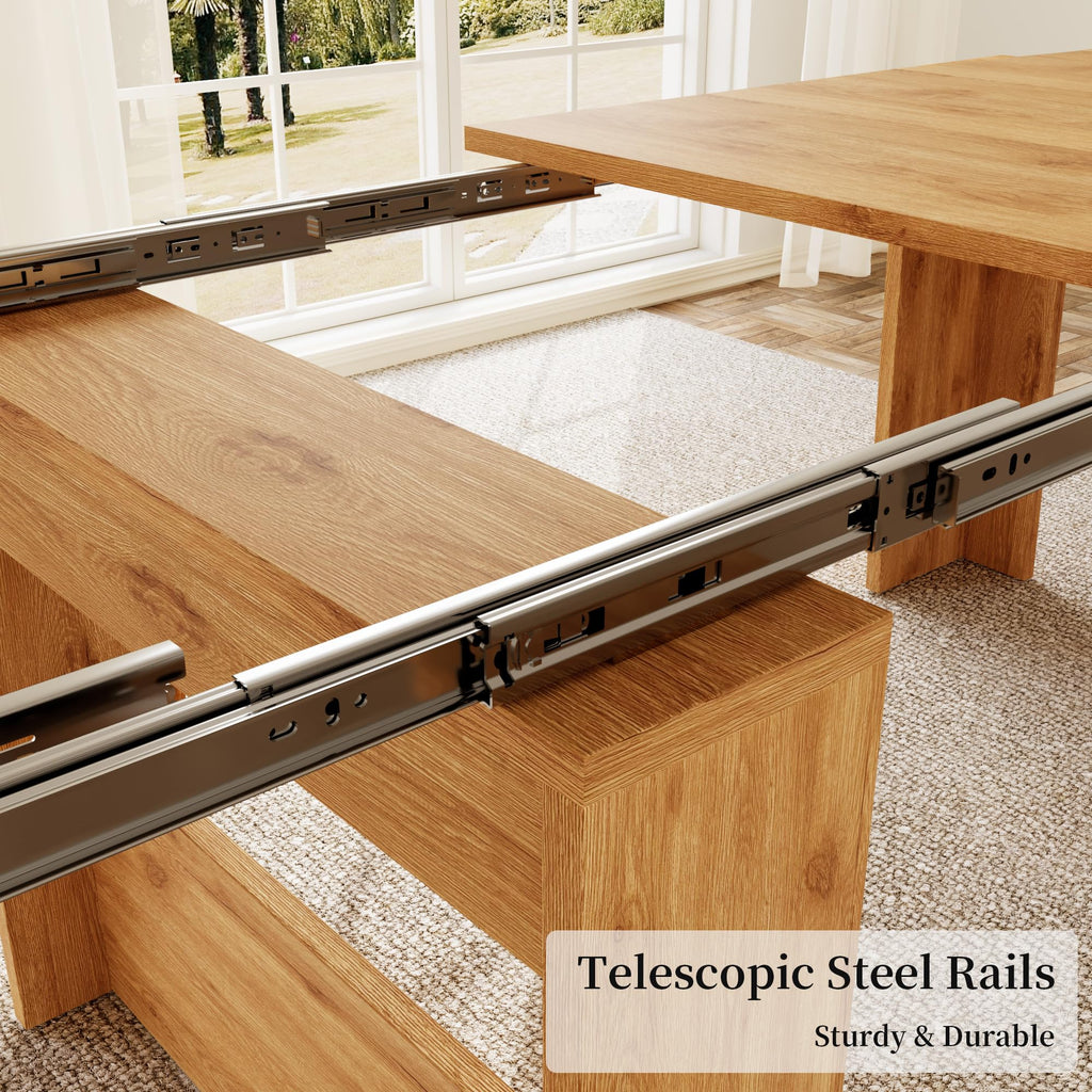 17.7"-118" Extendable Dining Table for 2-12 People, Extension Table with Extension Leaves Holder, Space-Saving Extra