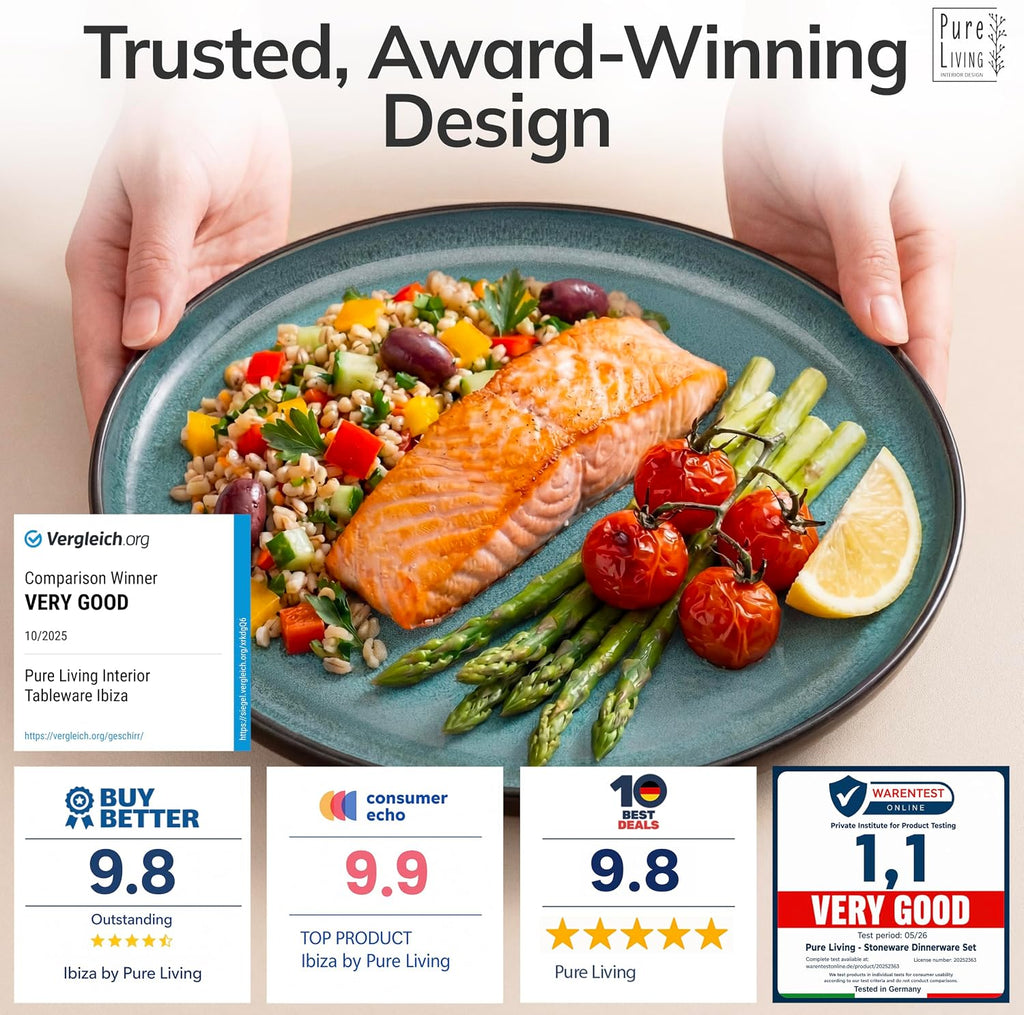 32 Piece Dinnerware Sets for 8 - Modern Style Stoneware Dinnerware Set