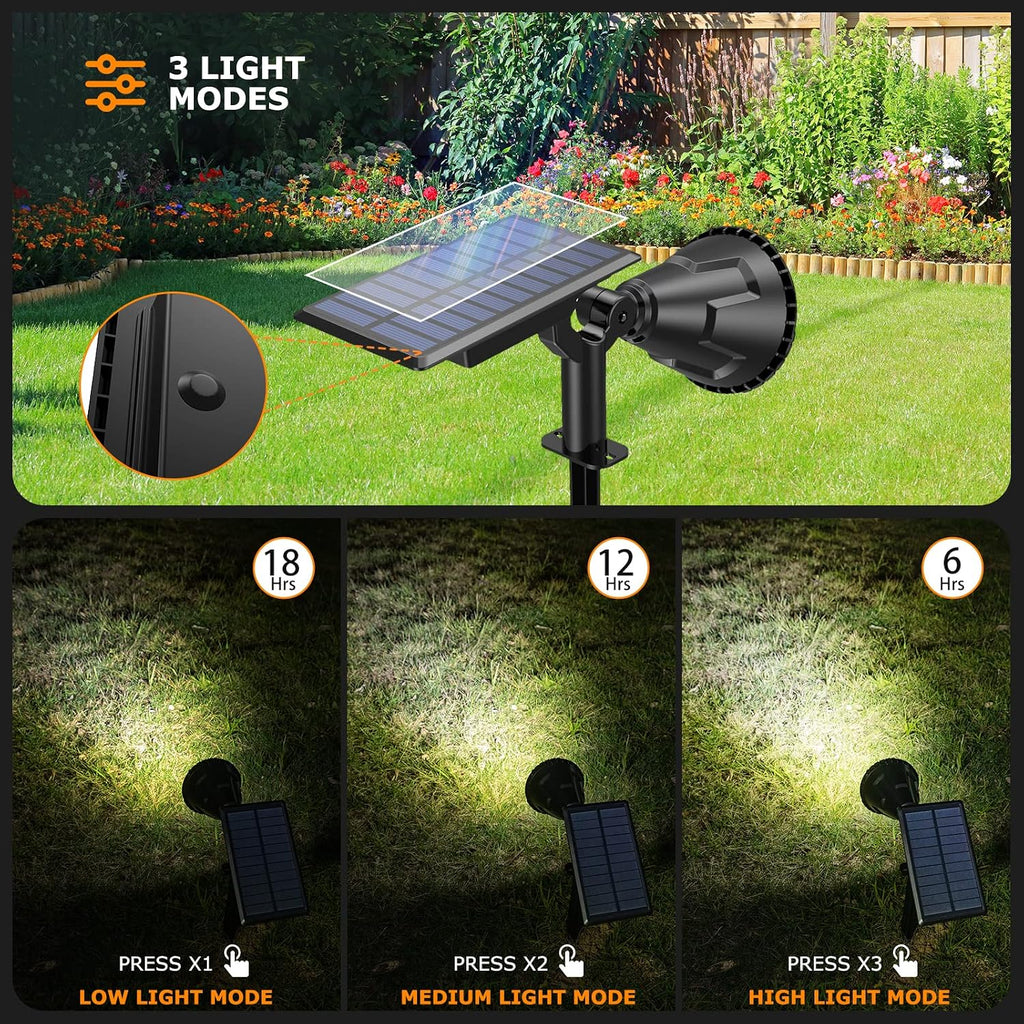 Solar Spot Lights Outdoor, 21 LEDs Solar Outdoor Lights Auto On/Off with 3 Modes, IP67 Waterproof Yard Spotlight