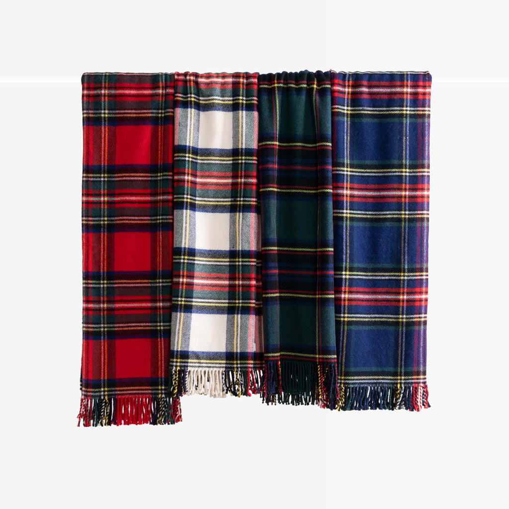 Tartan Plaid Throw Blanket, 50x70, Beige Red