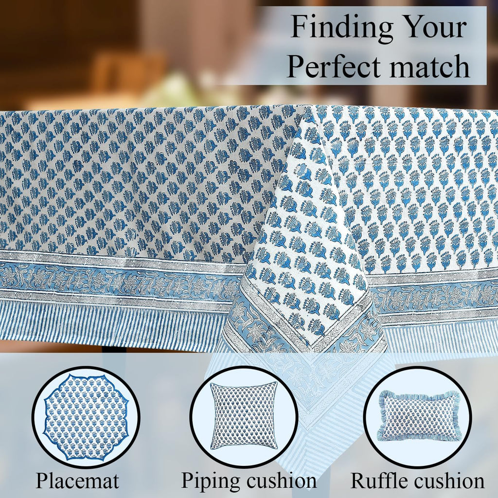 Tablecloth 100% Cotton 60x60 Inch Indian Block Print Square Table Cover, Table Cloth for Wedding