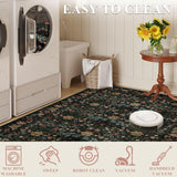 3x5 Area Rug, Vintage Floral Washable Rug for Bedroom with Non Slip Design, Soft Low Pile Indoor Sma