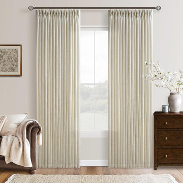 Beige Tan Linen Curtains for Living Room Standard Window Curtain Lengths Light Filtering Semi Sheer