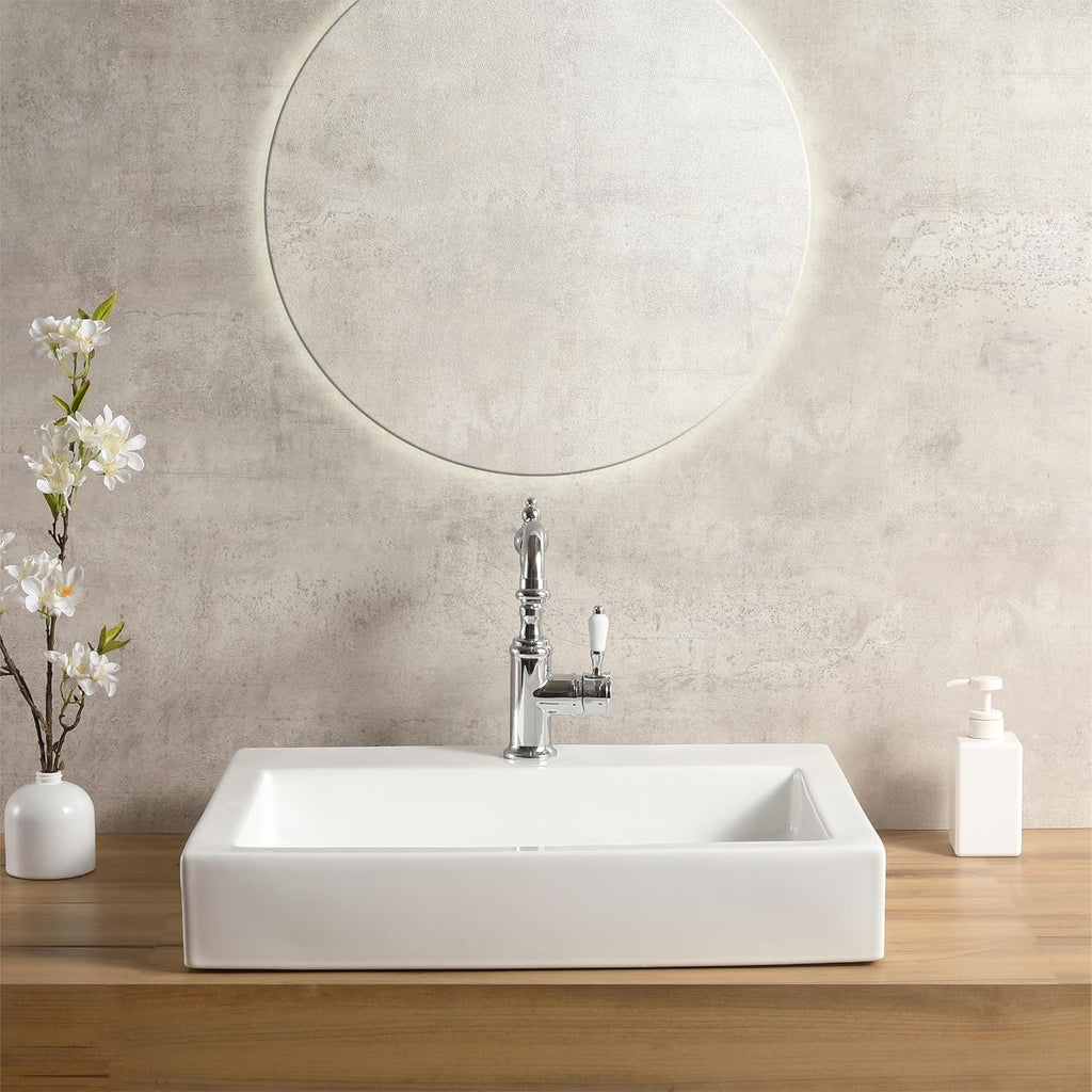 24 x18 Inch Rectangular White Bathroom Vessel Sink