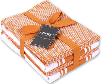 Kitchen Towels - Set of 4 Highly Absorbent, Ultra Soft Waffle Weave Tea Towel with Hanging Loop - 20x28 Inch Quick