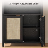 Book Shelf Arched Cabinet Bookshelf Arch 84.2" Tall Bookcase 5 Tier Large Bookshelves with Doors Storage Rattan Boho