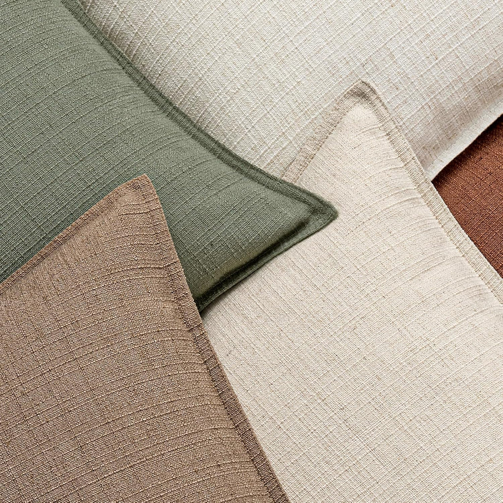 Pack of 2 Thick Textured Couch Throw Pillow Covers, Natural Beige Decorative Pillow Covers 18x18, Neutral Linen