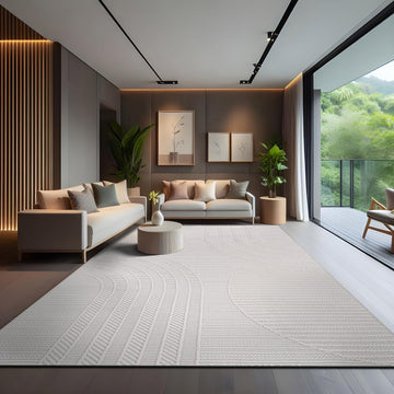 Micro Loop Rug Modern Luxury Geometric Arch Large Area Rugs Soft High and Low Pile Stain Resistant Easy-Cleaning
