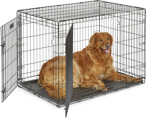 42-Inch iCrate for Large Breeds, 71-90 lbs, Double Door Folding Dog Crate with Divider Panel