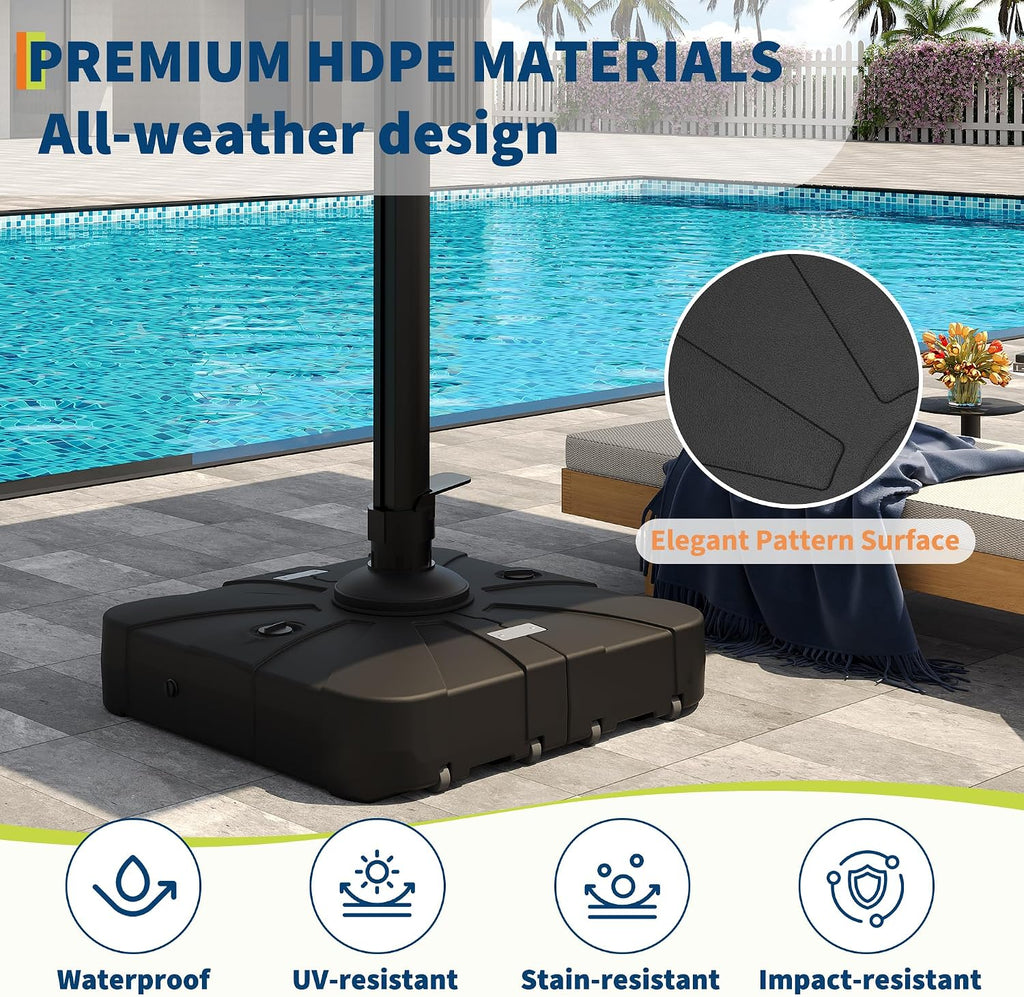 Cantilever Patio Umbrella Base with Wheels, 500LBS Heavy Duty Umbrella Base, Easy Movement