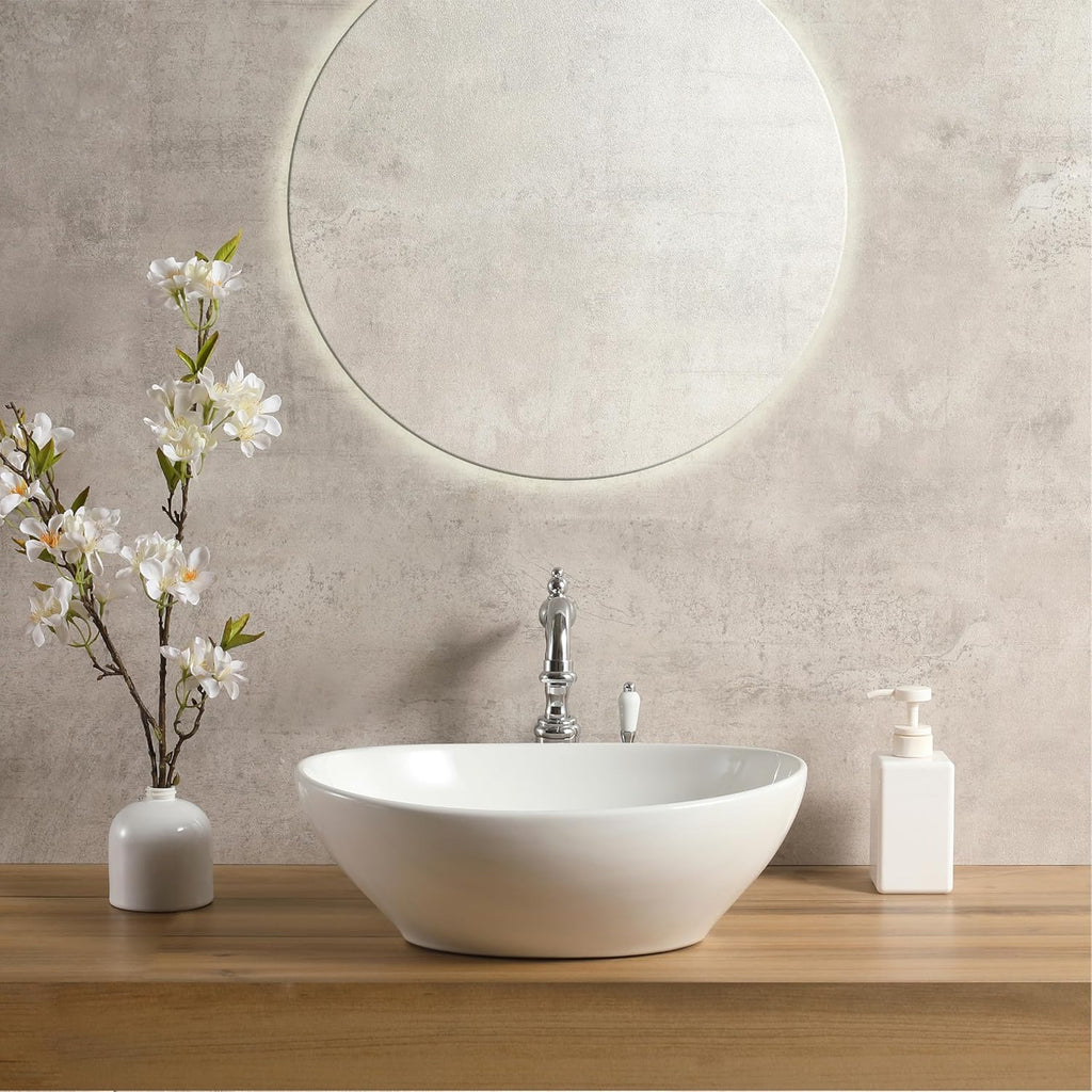 16'' X 13'' Oval Bathroom Vessel Sink,Ceramic Bathroom Sink Bowl