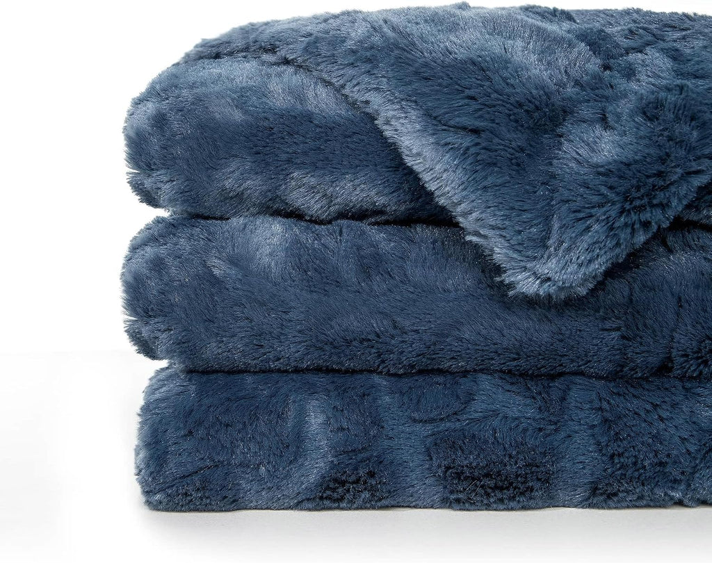 Faux Fur Luxury Throw Blanket,Double Side Soft Fluffy Shaggy Fuzzy Blanket, Throw)